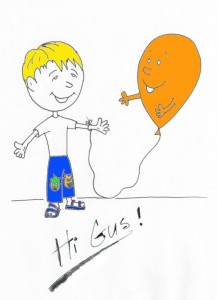Boy and the red balloon goes Orange Gus and his Orange Balloon
